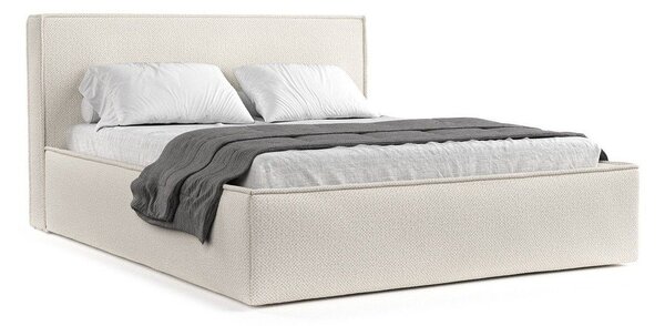 Beżowe tapicerowane łóżko dwuosobowe ze schowkiem ze stelażem 180x200 cm Lounge L – Maison de Rêve
