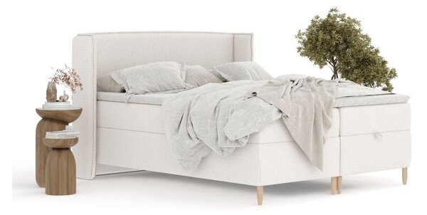 Kremowe łóżko boxspring ze schowkiem 160x200 cm Monpelli – Maison de Rêve