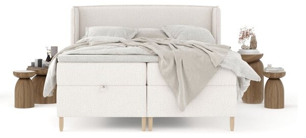 Kremowe łóżko boxspring ze schowkiem 160x200 cm Monpelli – Maison de Rêve