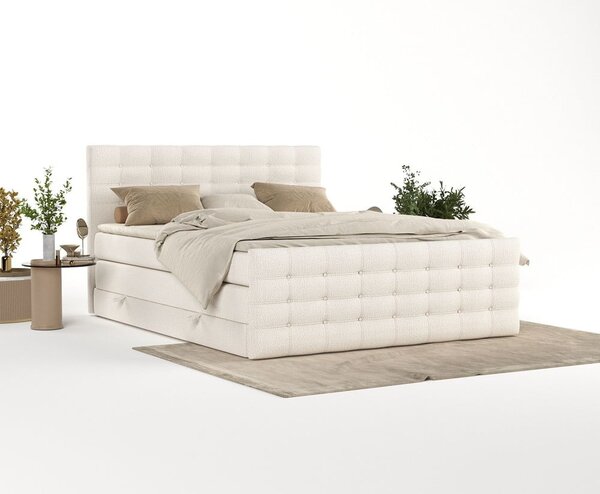 Kremowe łóżko boxspring ze schowkiem 200x200 cm Blend – Maison de Rêve