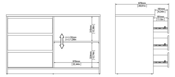 Komoda w dekorze dębu z drzwiami przesuwnymi w naturalnym kolorze 119x76x50 cm Naia – Tvilum