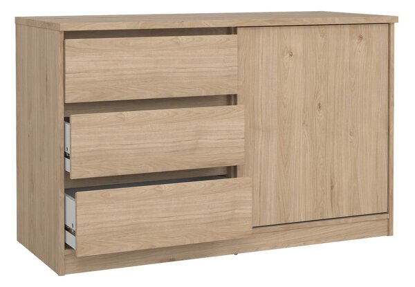 Komoda w dekorze dębu z drzwiami przesuwnymi w naturalnym kolorze 119x76x50 cm Naia – Tvilum