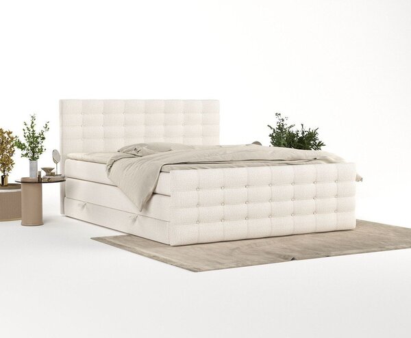 Kremowe łóżko boxspring ze schowkiem 200x200 cm Blend – Maison de Rêve