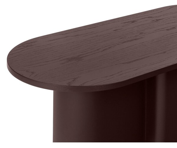 Bordowy stolik z blatem w dekorze dębu 50x115 cm Looi – noo.ma
