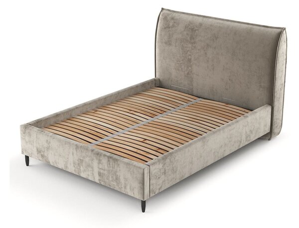 Beżowe tapicerowane łóżko dwuosobowe ze schowkiem i stelażem 180x200 cm Shell – Maison de Rêve