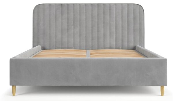 Szare tapicerowane łóżko jednoosobowe ze schowkiem ze stelażem 120x200 cm Noto – Maison de Rêve