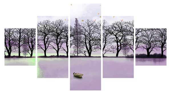 Obraz - Łodka na jeziorze (125x70 cm)
