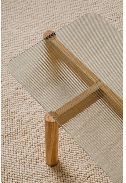 Stolik ze szklanym blatem w naturalnym kolorze 55x105 cm Kob – noo.ma