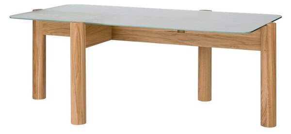 Stolik ze szklanym blatem w naturalnym kolorze 55x105 cm Kob – noo.ma