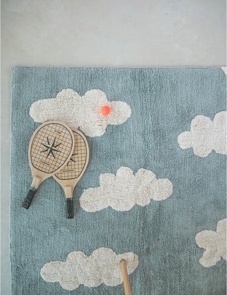 Niebieski bawełniany dywan dziecięcy tkany ręcznie odpowiedni do prania 120x160 cm Clouds Vintage Blue – Lorena Canals
