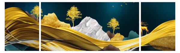 Obraz - Jeleń w krajobrazie (170x50 cm)