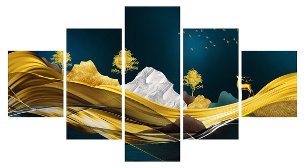 Obraz - Jeleń w krajobrazie (125x70 cm)