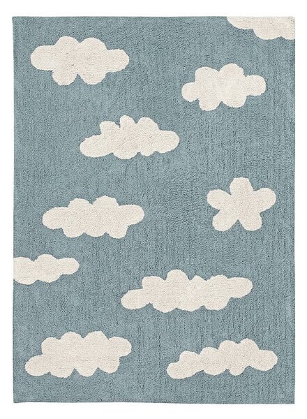 Niebieski bawełniany dywan dziecięcy tkany ręcznie odpowiedni do prania 120x160 cm Clouds Vintage Blue – Lorena Canals