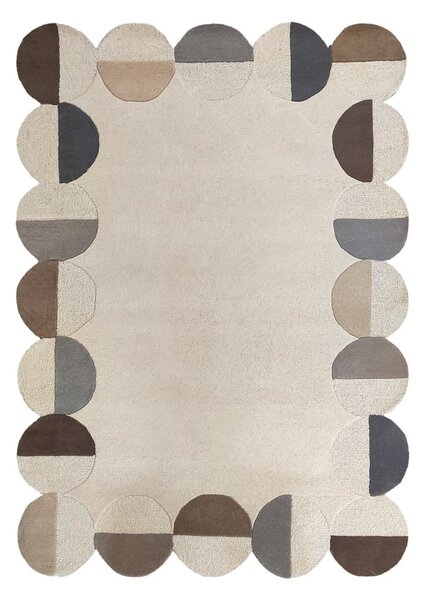 Szarobeżowy wełniany dywan tkany ręcznie 160x230 cm Mia Scallop Frame – Flair Rugs