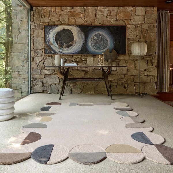 Szarobeżowy wełniany dywan tkany ręcznie 160x230 cm Mia Scallop Frame – Flair Rugs