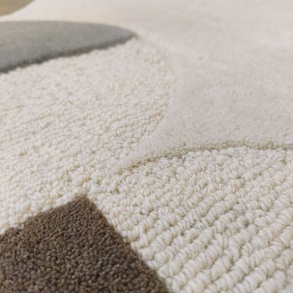 Szarobeżowy wełniany dywan tkany ręcznie 160x230 cm Mia Scallop Frame – Flair Rugs