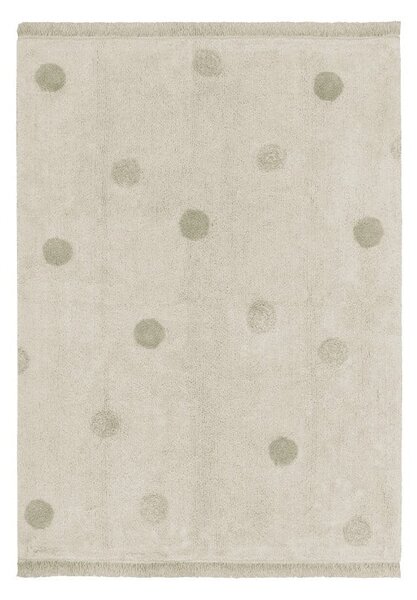 Zielono-kremowy bawełniany dywan dziecięcy tkany ręcznie odpowiedni do prania 120x160 cm Hippy Dots Olive – Lorena Canals