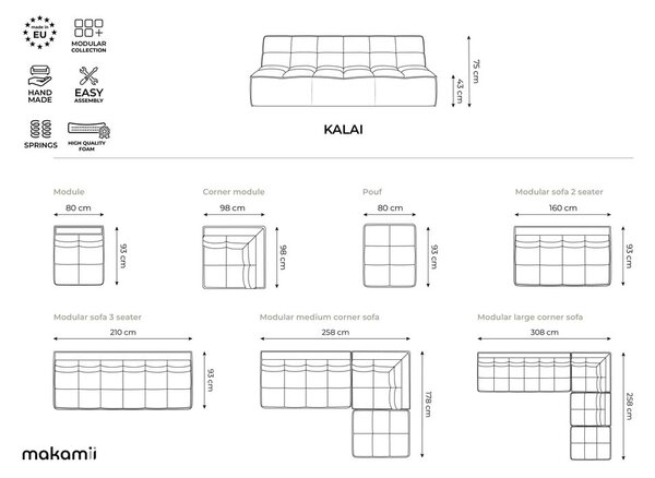 Musztardowy narożnik modułowy (strona zmienna) Kalai – Makamii