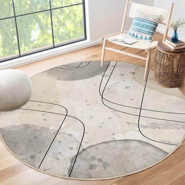 Beżowy okrągły dywan odpowiedni do prania ø 80 cm Simple Lines – Mila Home
