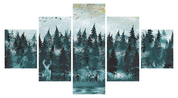 Obraz - Zwierzęta w lesie (125x70 cm)