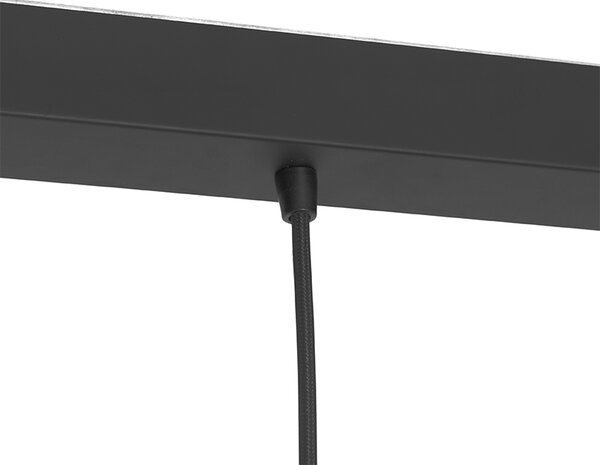 Lampa wisząca art deco czarna z przydymionym szkłem prostokątnym 3-światła - Busa Oswietlenie wewnetrzne