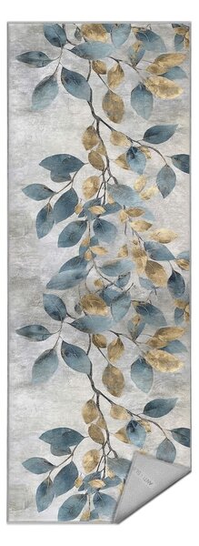 Chodnik w jasnoniebiesko-złotym kolorze odpowiedni do prania 80x200 cm Golden Leaves – Mila Home