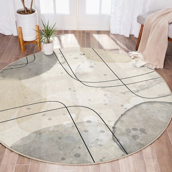 Beżowy okrągły dywan odpowiedni do prania ø 80 cm Simple Lines – Mila Home