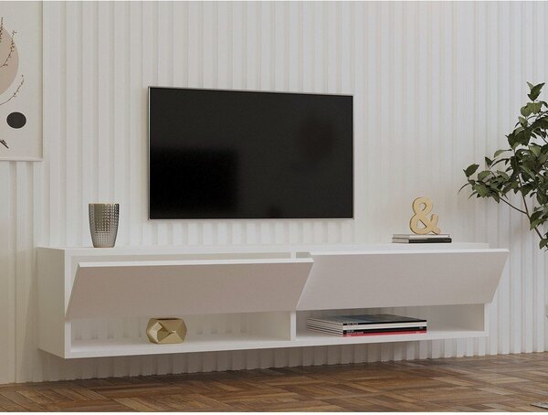 Biała szafka pod TV 141x31x30 cm Arges – Kalune Design