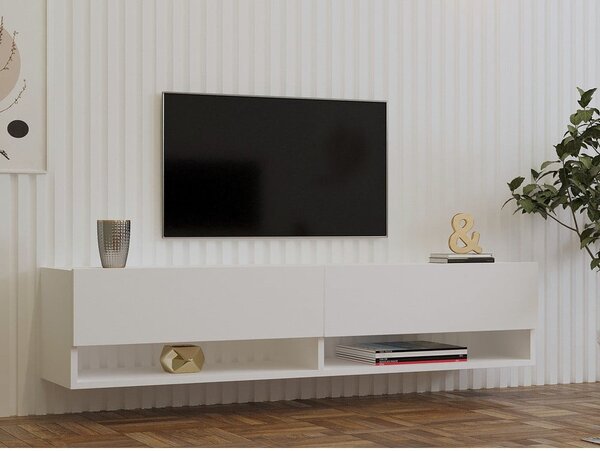 Biała szafka pod TV 141x31x30 cm Arges – Kalune Design