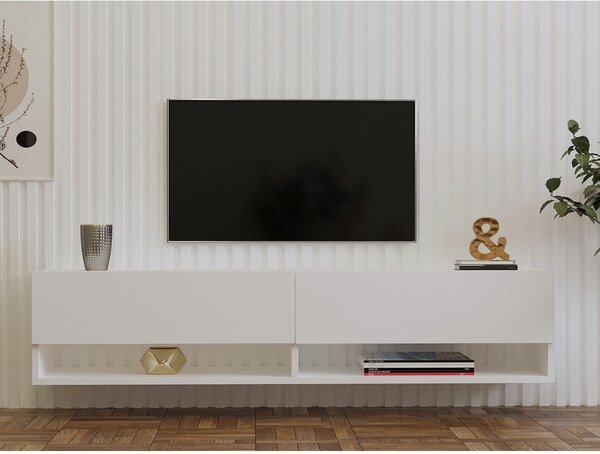 Biała szafka pod TV 141x31x30 cm Arges – Kalune Design