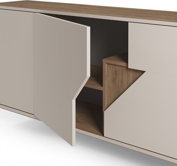 Kremowo-naturalna komoda w dekorze dębu 150x80x40 cm Lilou – Marckeric