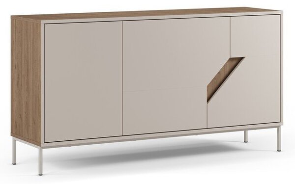 Kremowo-naturalna komoda w dekorze dębu 150x80x40 cm Lilou – Marckeric