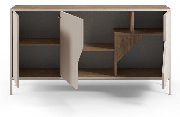 Kremowo-naturalna komoda w dekorze dębu 150x80x40 cm Lilou – Marckeric