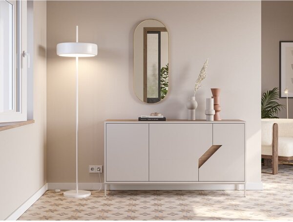 Kremowo-naturalna komoda w dekorze dębu 150x80x40 cm Lilou – Marckeric