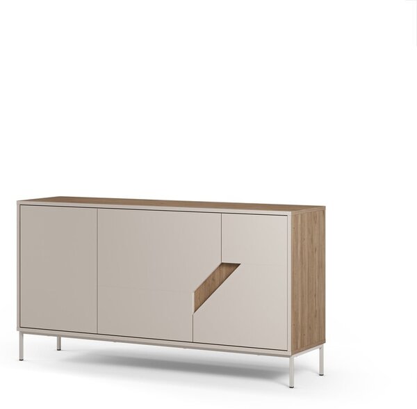 Kremowo-naturalna komoda w dekorze dębu 150x80x40 cm Lilou – Marckeric