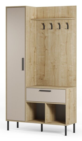 Kremowo-naturalny zestaw do przedpokoju w dekorze dębu 108x195x35 cm Heidy – Marckeric