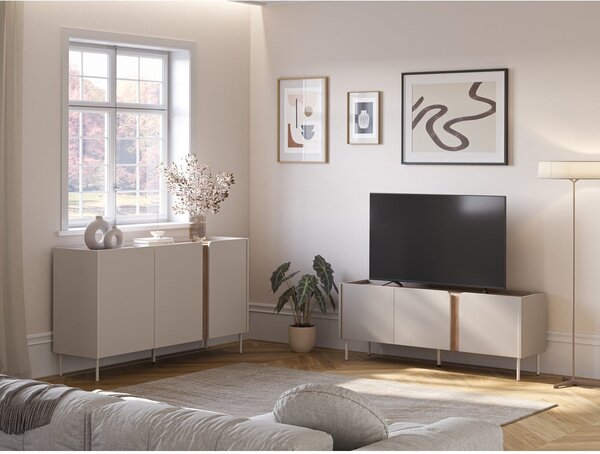 Kremowo-naturalna komoda w dekorze dębu 150x82,5x40,5 cm Lucile – Marckeric