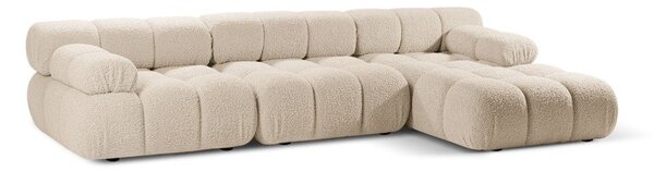 Beżowy narożnik modułowy z materiału bouclé (prawostronny) Bellis – Micadoni Home