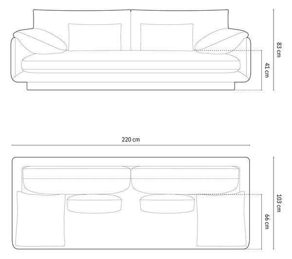 Biała aksamitna sofa 220 cm Torino – Micadoni