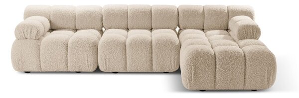 Beżowy narożnik modułowy z materiału bouclé (prawostronny) Bellis – Micadoni Home