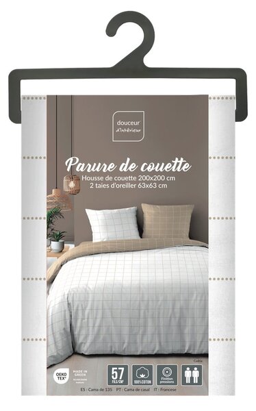 Biało-beżowa bawełniana pościel dwuosobowa 200x200 cm Cadria – douceur d'intérieur