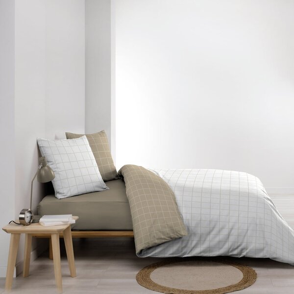 Biało-beżowa bawełniana pościel dwuosobowa 200x200 cm Cadria – douceur d'intérieur
