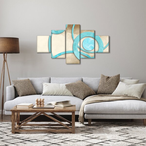 Obraz - Niebieskie koła na akwareli (125x70 cm)