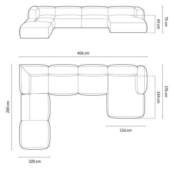 Beżowy narożnik modułowy (lewostronny/w kształcie litery U) Martina – Micadoni Home