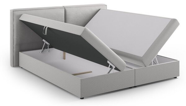 Jasnoszare łóżko boxspring ze schowkiem 180x200 cm Arendal – Cosmopolitan Design