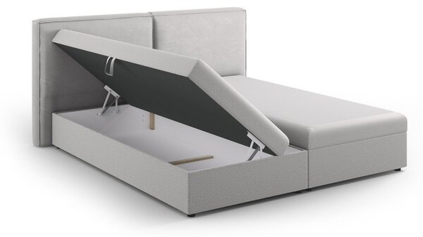 Jasnoszare łóżko boxspring ze schowkiem 180x200 cm Arendal – Cosmopolitan Design