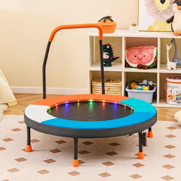 Mini trampolina dziecięca z uchwytem i lampkami