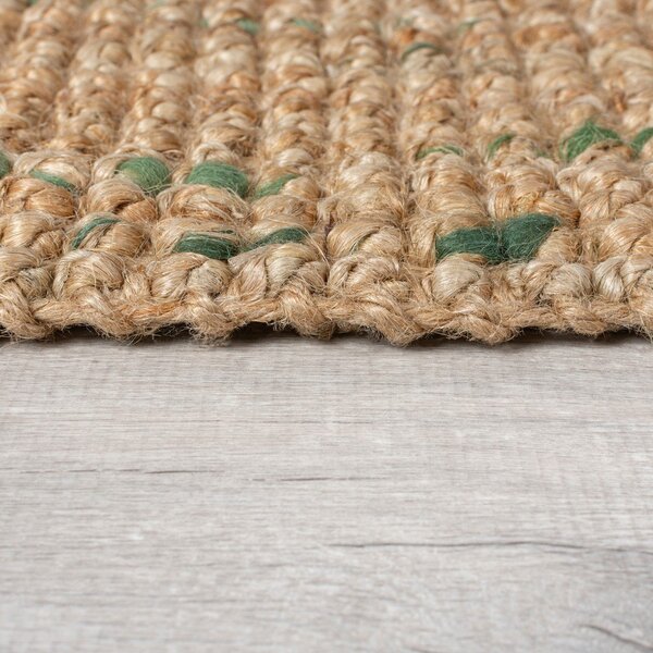 Zielono-naturalny dwustronny chodnik z juty tkany ręcznie 60x230 cm Jute Boucle Green – Flair Rugs
