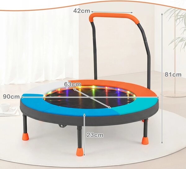 Mini trampolina dziecięca z uchwytem i lampkami