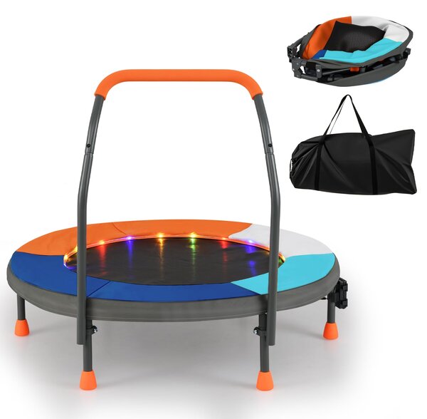Mini trampolina dziecięca z uchwytem i lampkami